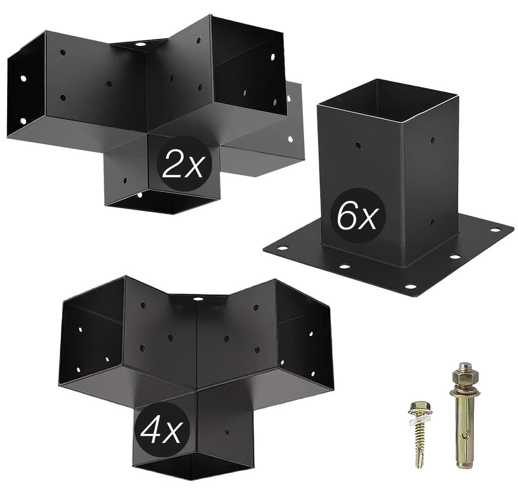 SOTECH Pfostenverbinder-Set 100 x 100 mm schwarz – 4x Produktbild 