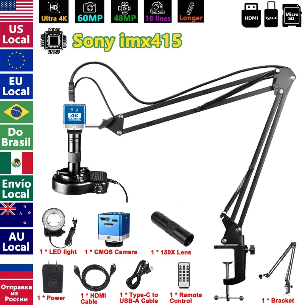 Microscope pour soudure électronique HDMI Sony 48MP inspection PCB