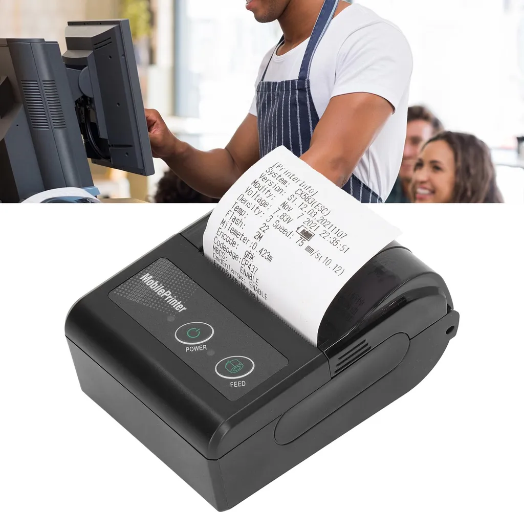 Imprimante de reçus sans fil 200 dpi, compacte et rapide par Bluetooth