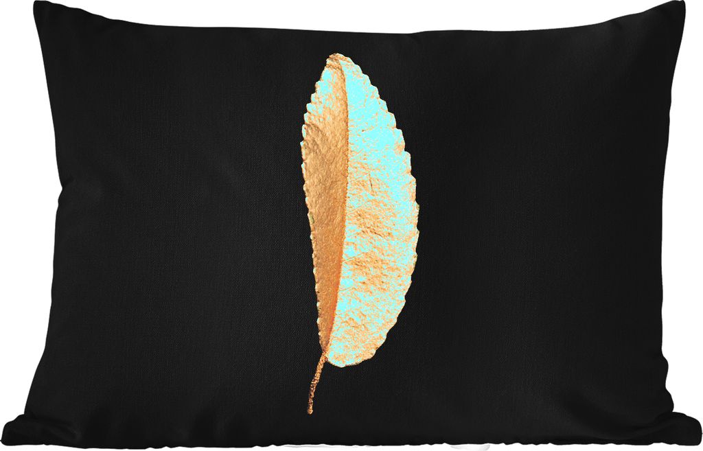 MuchoWow® Outdoor Kissen - Blätter - Schwarz und Gold - Produktbild 