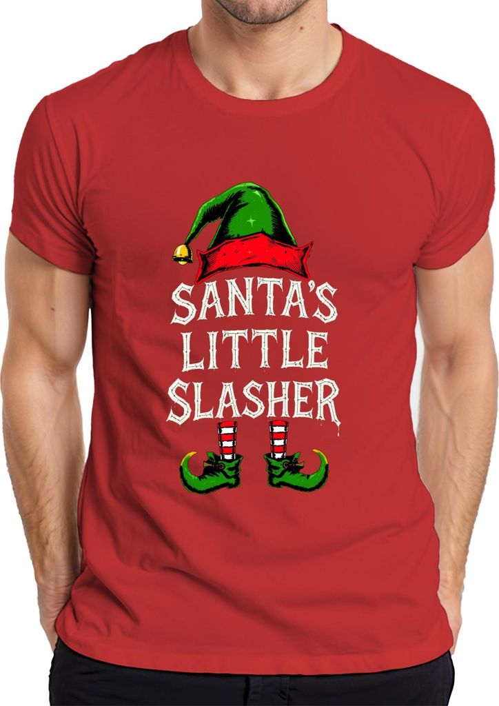 Santa's Little Slasher Weihnachten Elf Horror Gruselig Geschenk Herren T-Shirt, Rot, XL