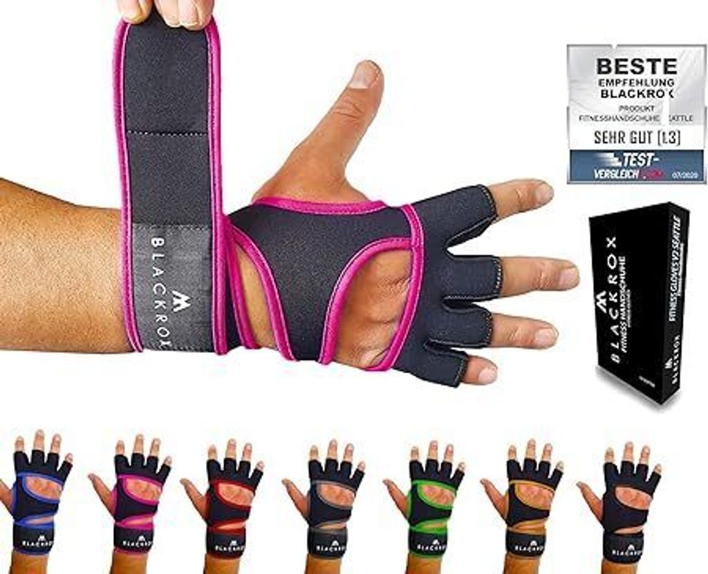 BLACKROX Fitnesshandschuhe Seattle Atmungsaktive Vergleichssieger Fitness Handschuhe mit Handgelenkstütze Herren Damen, Handschuhe, Pink, Gr. XL