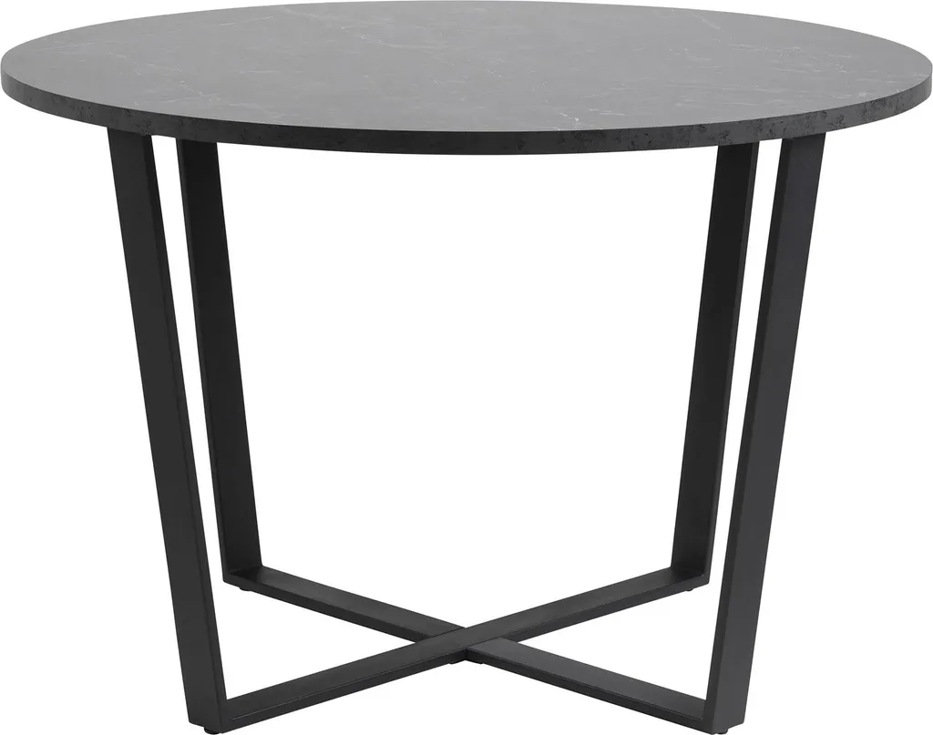 Lisa Design Aurora Table à Manger Ronde Effet Marbre Noir 4 Personnes