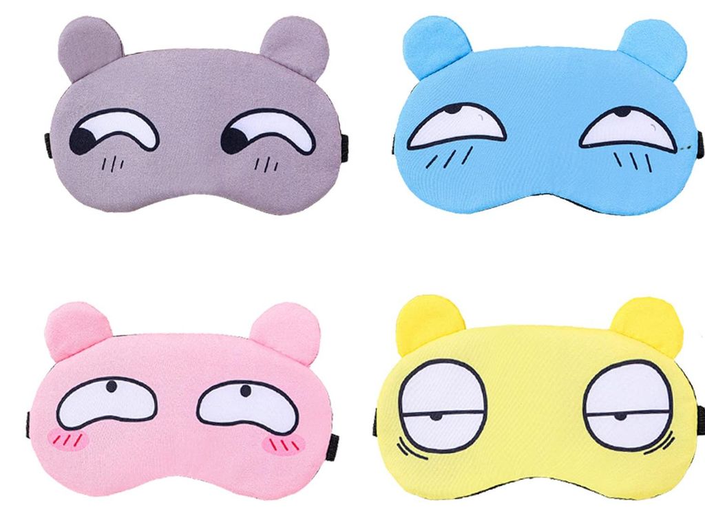 4 niedliche Schlafmasken mit Cartoon-Motiven, weiche, flauschige Augenmasken, Reise-Schlafmasken für Kinder, Mädchen, Männer und Frauen, ideal f...