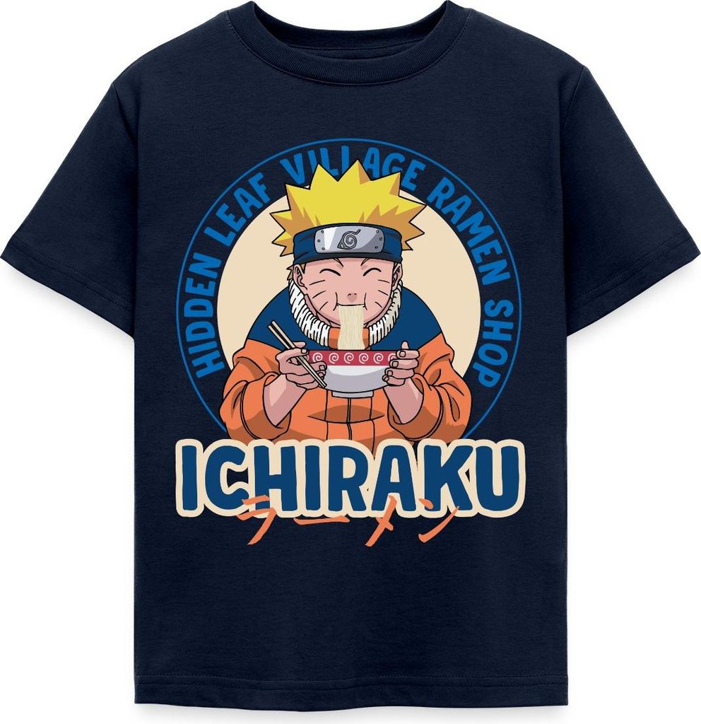 Spreadshirt Naruto Ichiraku Hidden Leaf Village Ramen Shop Kinder T-Shirt, 110/116 (5-6 Jahre), Navy