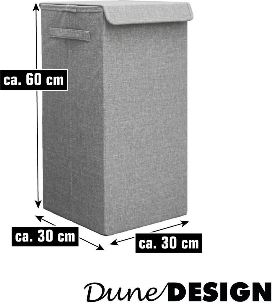 50L XXL Wäschekorb mit Deckel Grau