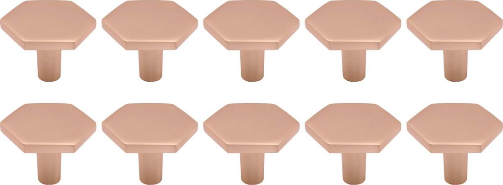 Natural Goods Berlin Möbelgriff HEXAGON, Möbelknopf, Schrankgriff, Knauf für Schublade und Tür, Rosé, 10 Stück