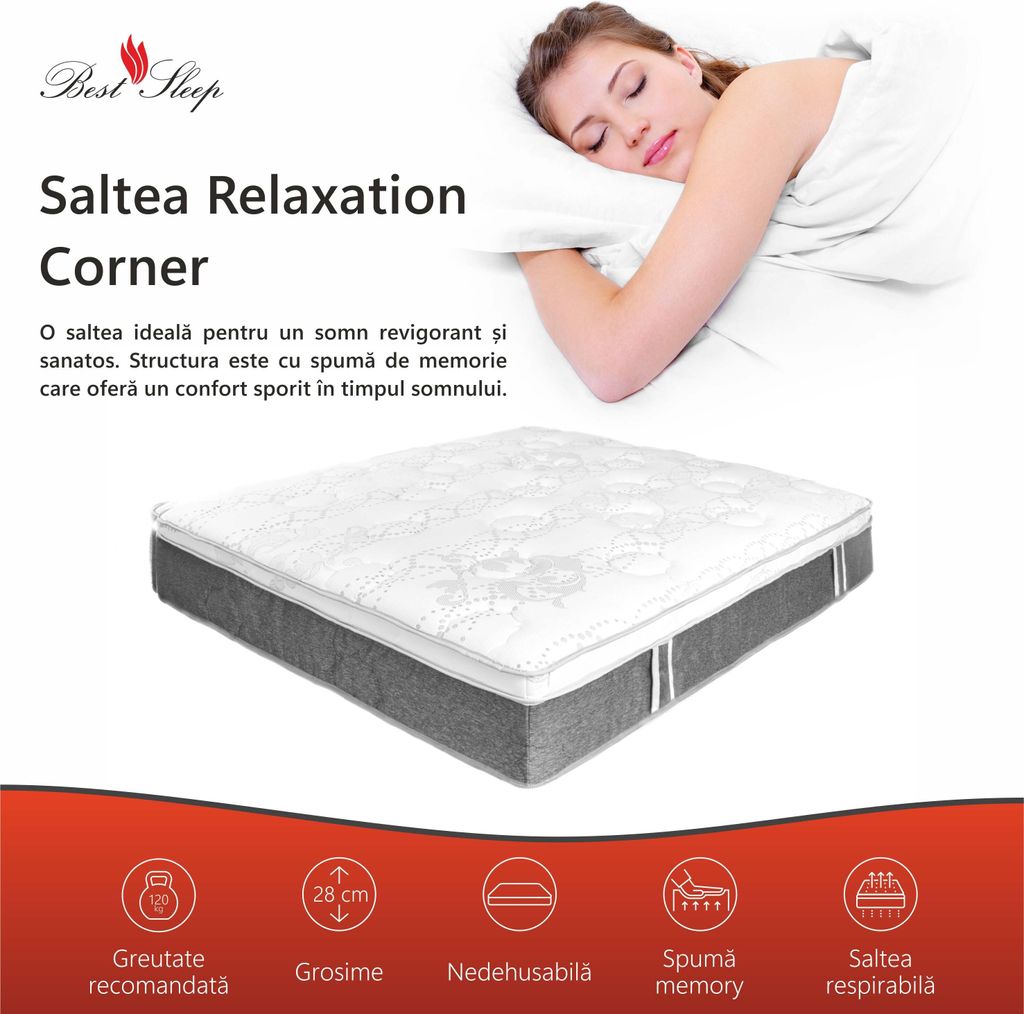 Orthopädische Matratze Best Sleep Relaxation Corner Bordeaux 21+6+1 190x140 cm – 28 cm Höhe, PolyurethanSchaum, hypoallergen, atmungsaktiv, bei...