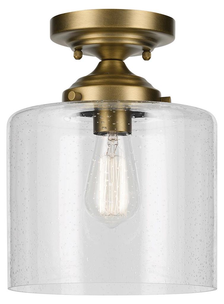 Elstead Winslow Deckenleuchte E27 Naturmessing Glas mit Luftbläschen