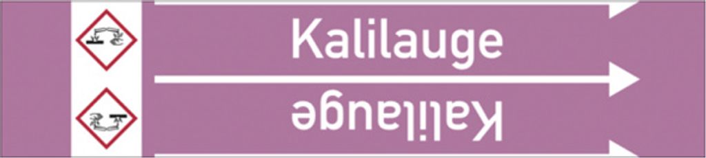 Dreifke Aufkleber Rohrleitungsband, Kalilauge, Rolle = 33 m | 33000x90 mm, 33 m