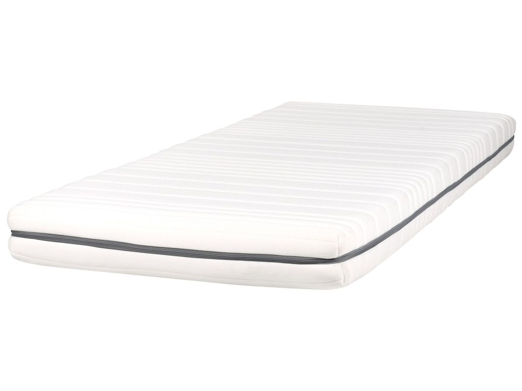 BELIANI Matratze Schaumstoff 90 x 200 cm Mittelfest Weiß Abnehmbarer Bezug für Einzelbetten