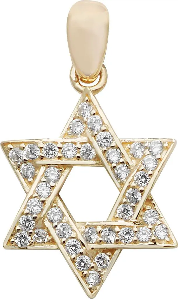 Étoile de David Or 9 Carats et Zirconium Brillant - Format 24x14mm