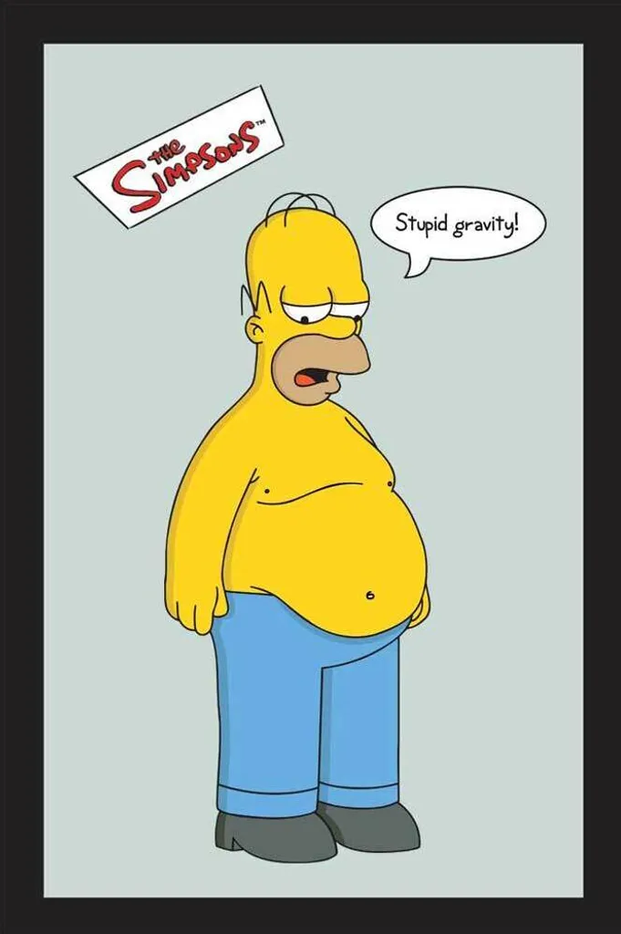 KS35 I Simpsons Stupida Gravità Specchio Stampato 20x30cm Arredo Casa