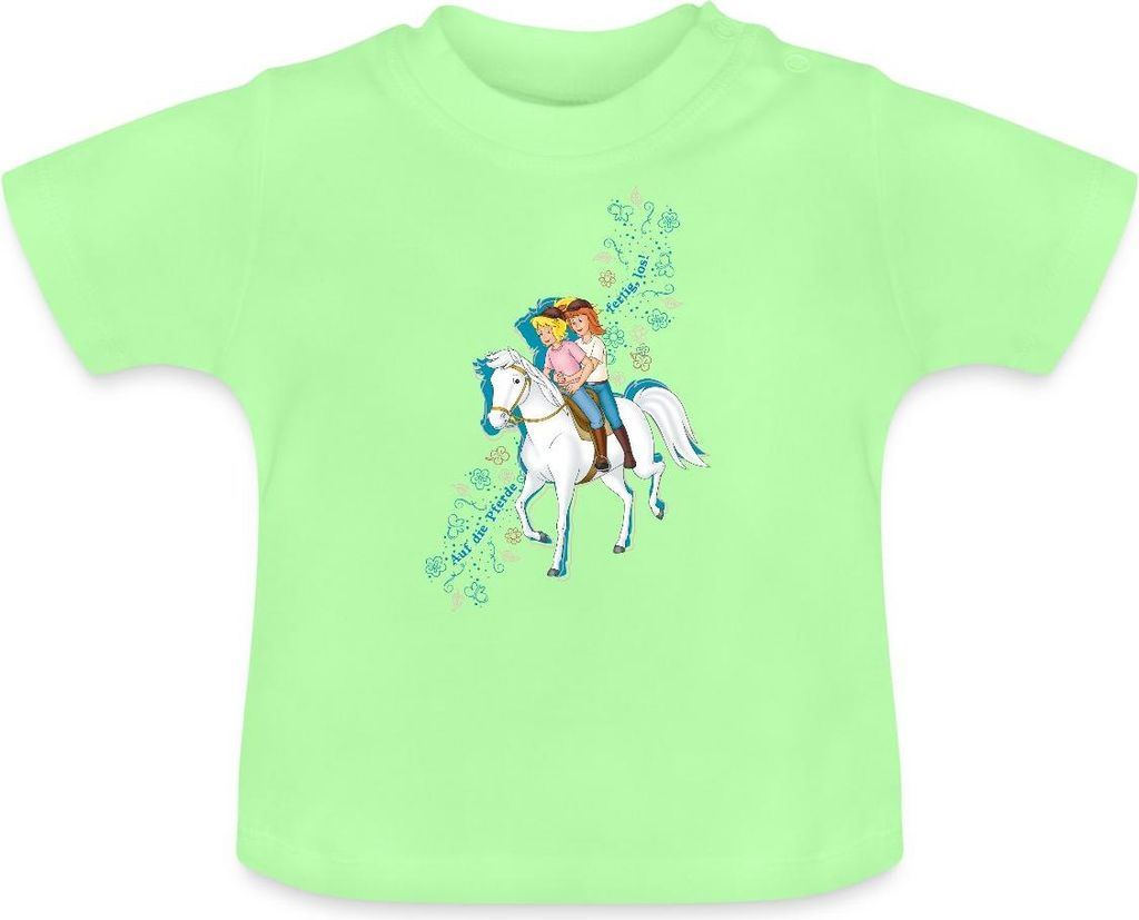 Spreadshirt Bibi Und Tina Auf Die Pferde Fertig Los Baby Bio-T-Shirt mit Rundhals, 12-18 Monate, Mintgrün