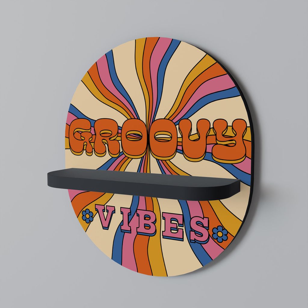 RADIANT GROOVY VIBES Ovales Regal Schwarz