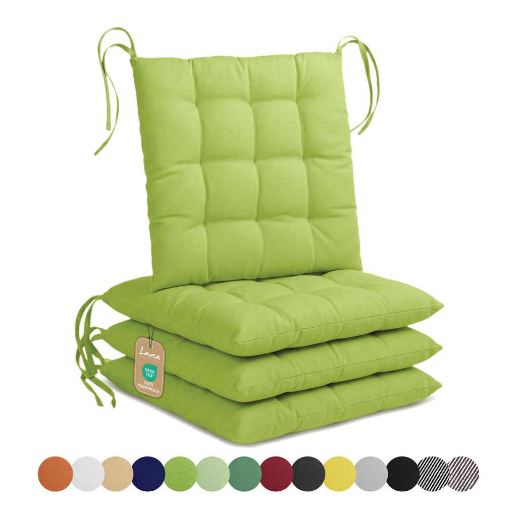 Lavea® Sitzkissen 40x40 cm - 4er Set,  mit Stoffbändern – Produktbild 