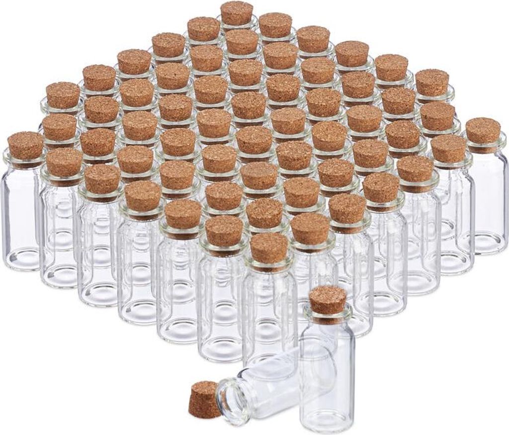 Glasflaschen mit Korken, 120er-Packung, Mini-Fläschchen für Öl, Gewürze, Kräuter, Sand, 10 ml