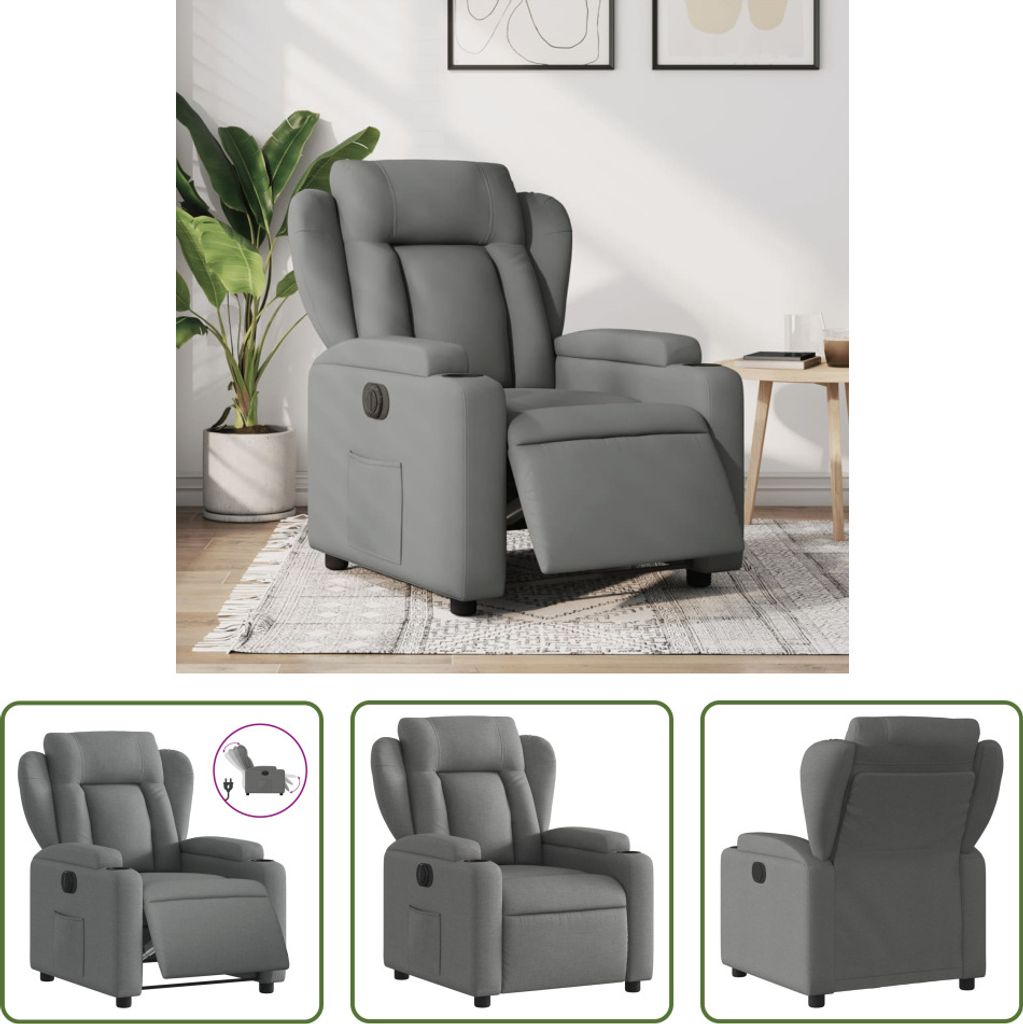 The Living Store Relaxsessel Elektrisch Dunkelgrau Stoff