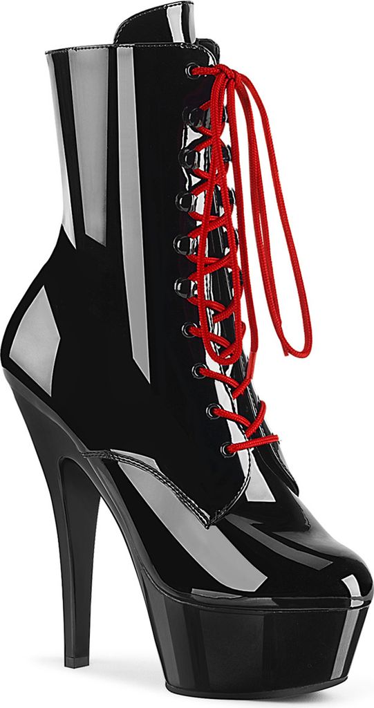 Pleaser KISS-1020 1 Plateau Stiefeletten Schwarz - Rot EU 38