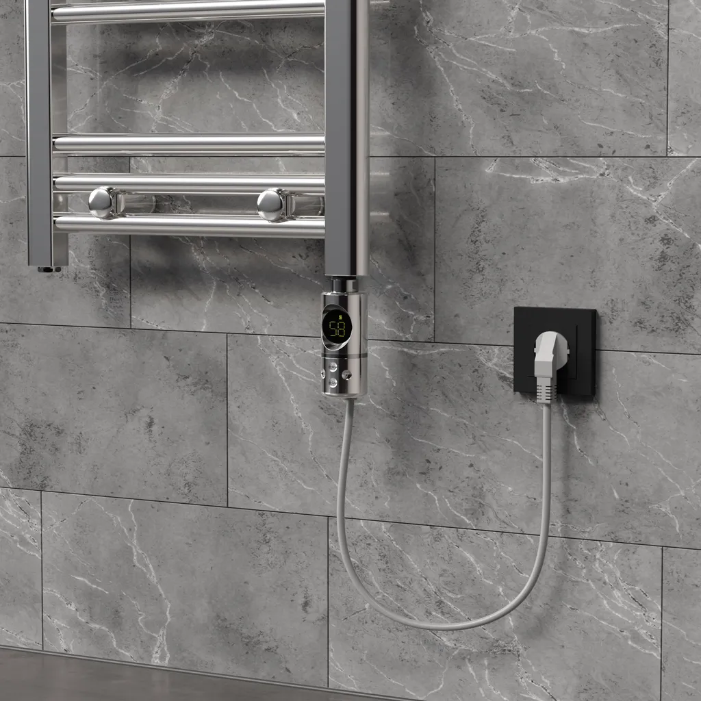 LuxeBath Thermoplongeur 600W Chromé avec Écran LCD et Thermostat