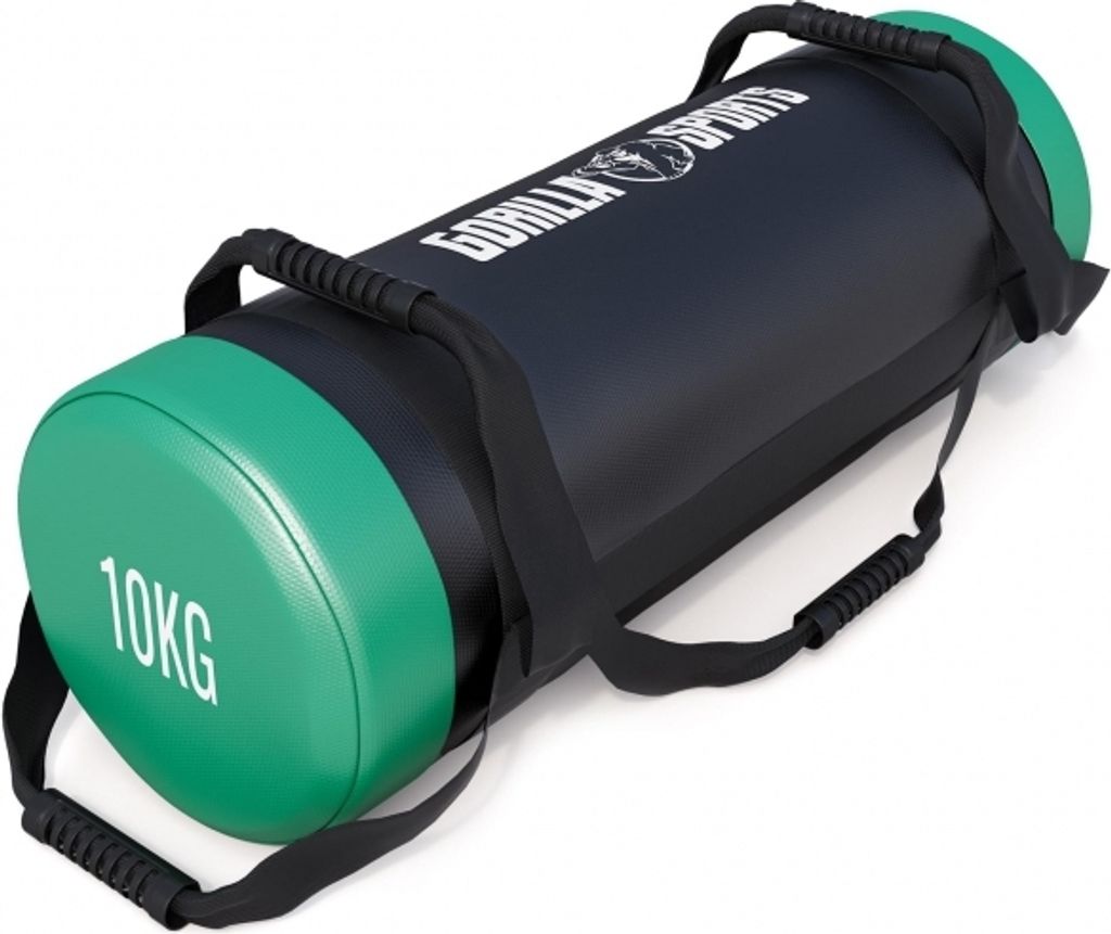 GORILLA SPORTS Fitness Power Bag - 10 kg, Rutschfeste Griffe, Gefüllt, Kunstleder - Gewichtssack, Sandbag, Corebag, Sandsäcke, Gewichte für Tr...
