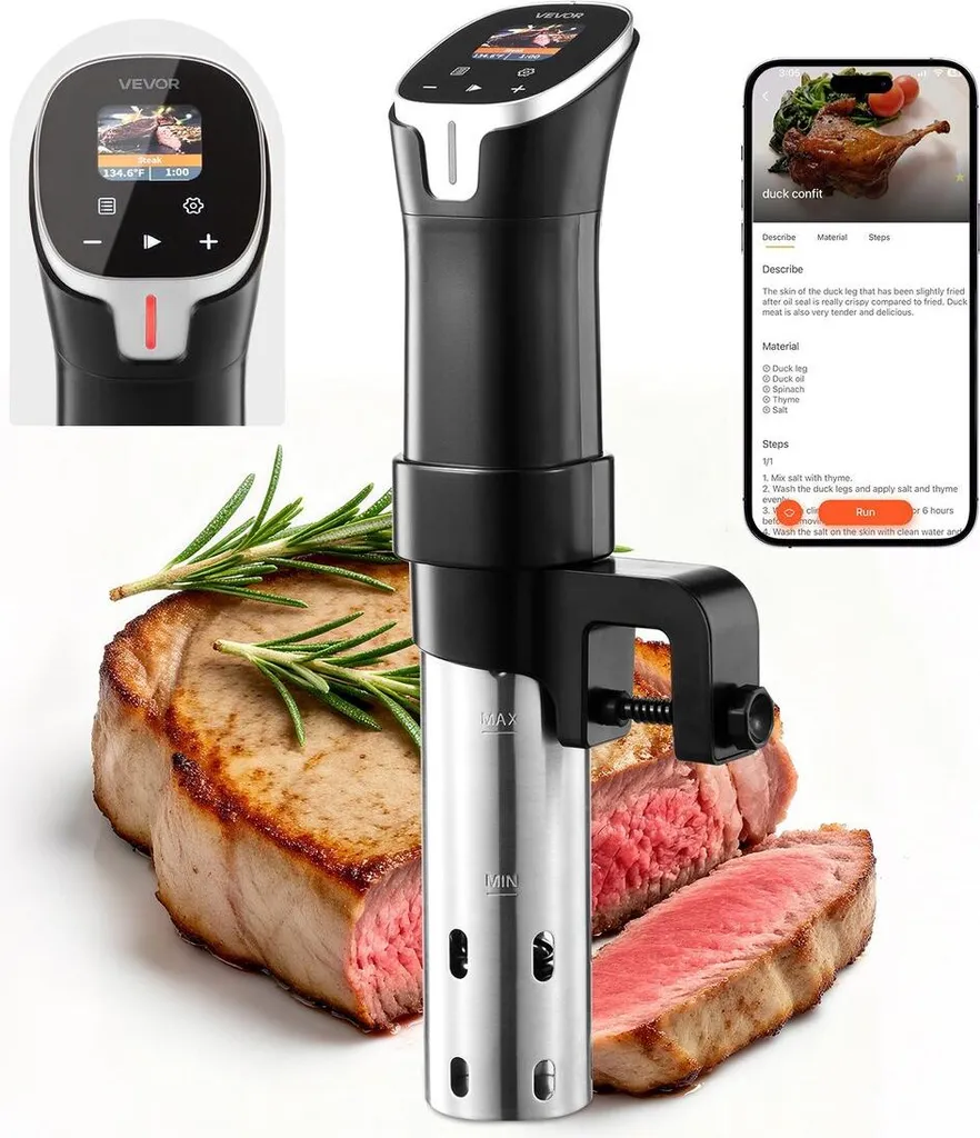 Appareil de cuisson sous vide anti-ratage avec minuterie et écran LCD