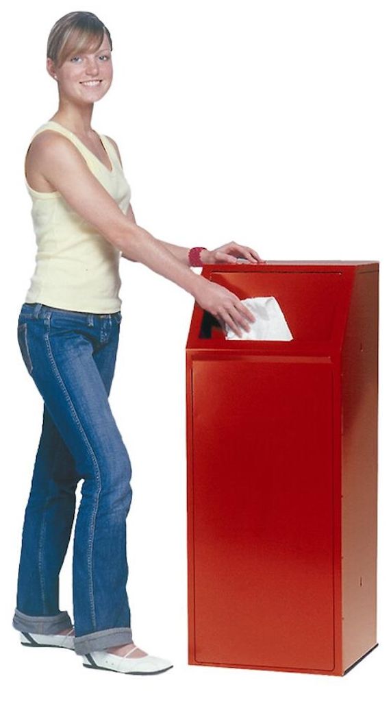 Robuster Wertstoffsammler mit Einwurfklappe selbstschließend | 68 Liter, HxBxT 100x40x40cm | Verzinkter Stahl | Rot