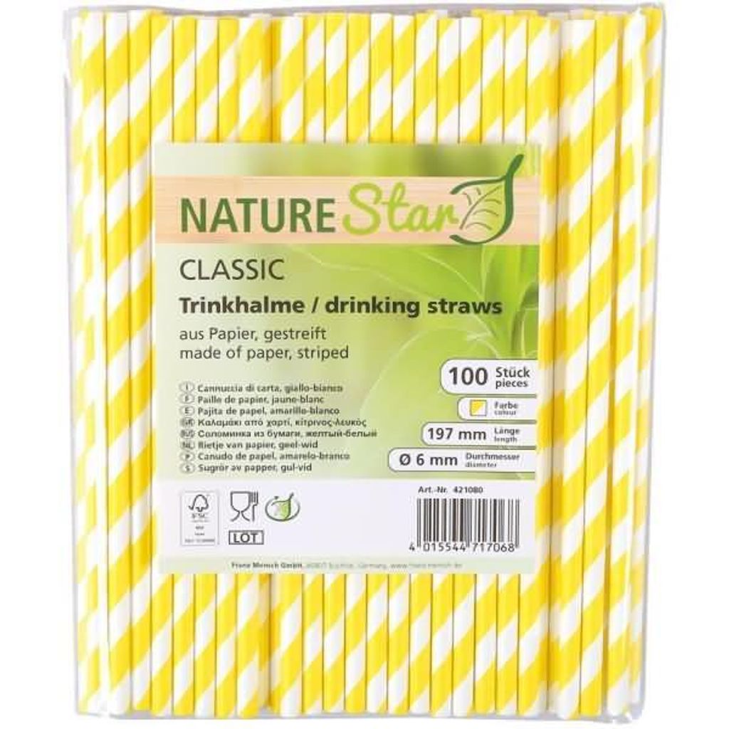 NATUREStar 421080Papiertrinkhalme Classic gelb/weiß Obrázok produktu 