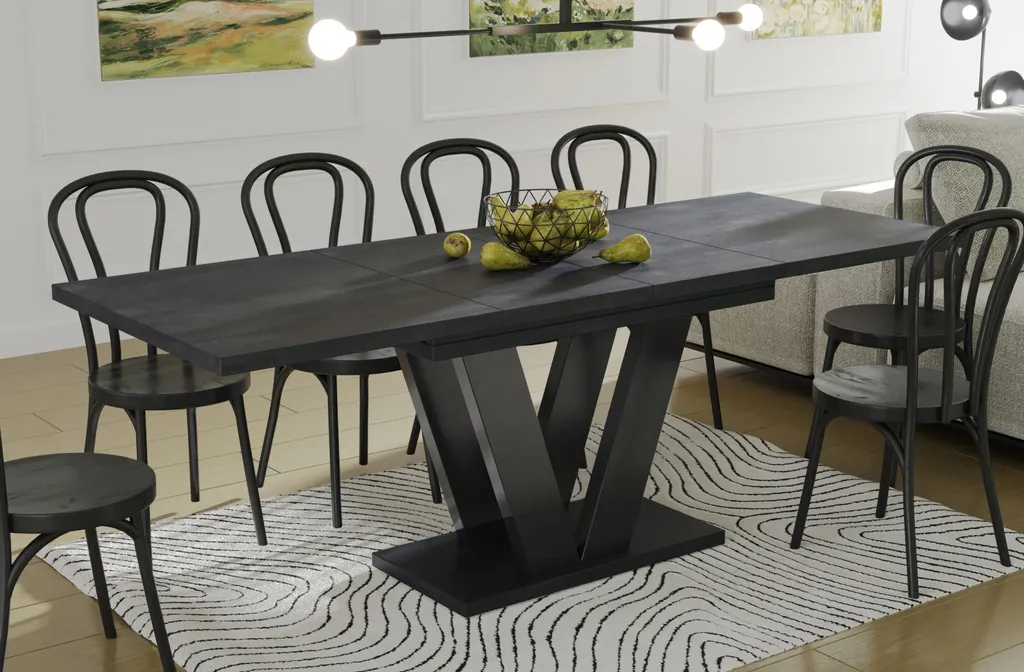 Table de salle à manger pour 10 personnes extensible béton foncé Lara