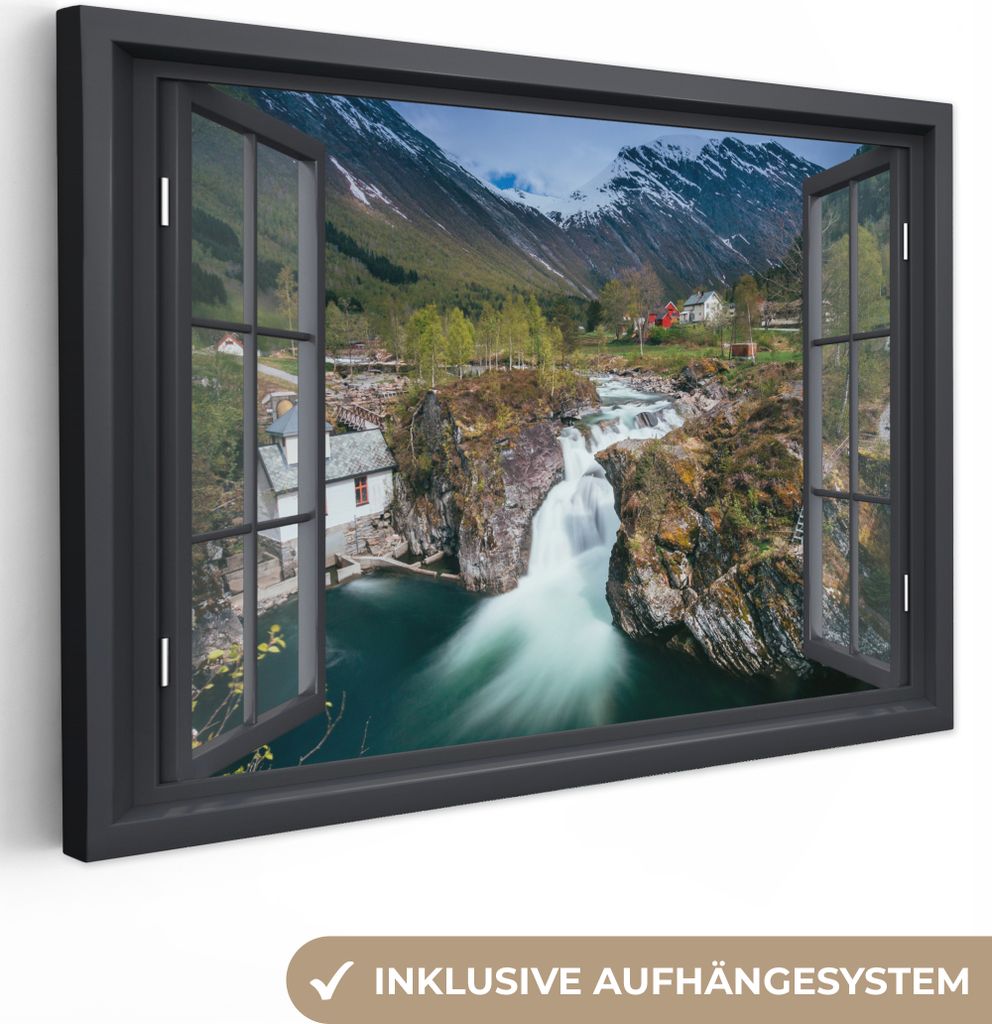 OneMillionCanvasses - Leinwandbilder - 150x100 cm, Aussicht - Berg - Haus, Wandbilder Kunstdruck Wanddekoration