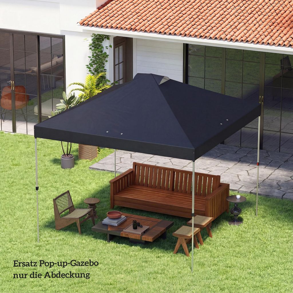 Pavillon Ersatzdach 3x3 m UV50+ wasserdicht 210D Oxford-Stoff, Pavillondach Ersatz 8 Abflusslöcher doppelt belüftet, Blau | 300x300 cm | 1,2 kg