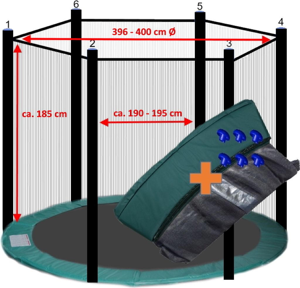 walexo Trampolin Randabdeckung + Sicherheitsnetz für 6 Produktbild 