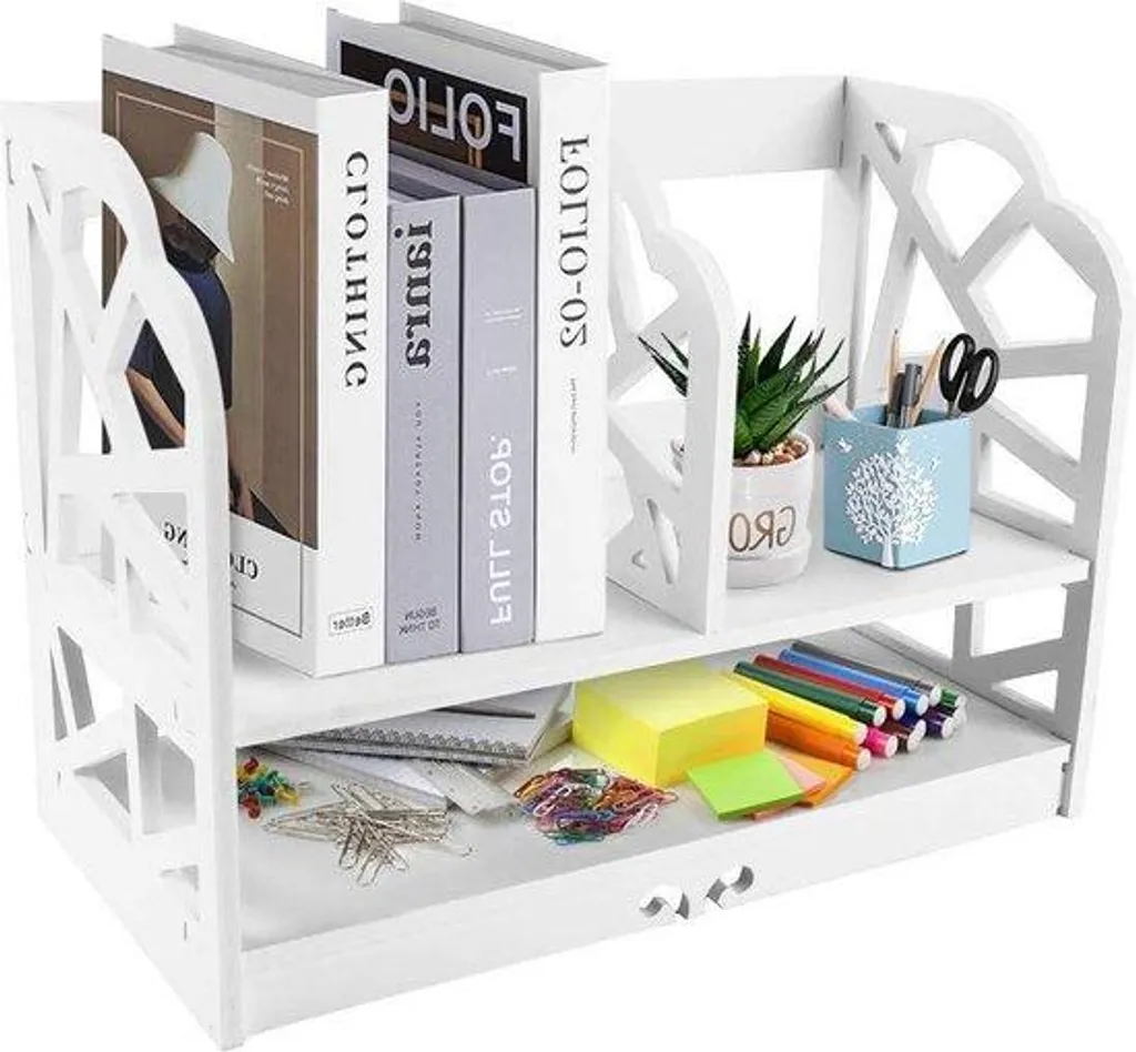 Étagère de bureau pour organiser vos accessoires en bois blanc mat DIY