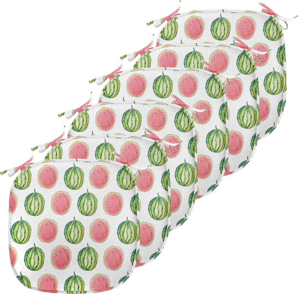 ABAKUHAUS Wassermelone Polster für Esszimmerstühle, Tropic Summer Fruit, Dekoratives wasserfestes Kissen mit Riemen für Küchensitze, 40 cm x 40...