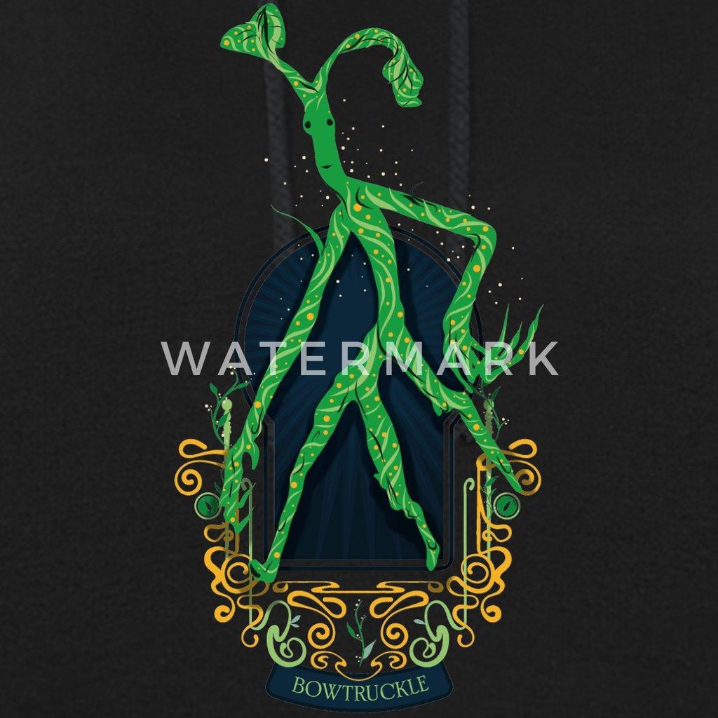 Spreadshirt Phantastische Tierwesen Bowtruckle Damen Hoodie, M, Schwarz