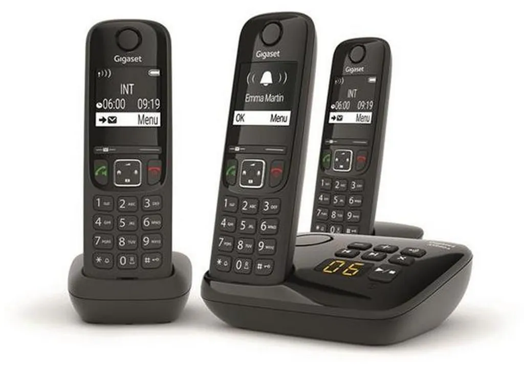 Téléphone fixe sans fil trio avec répondeur Gigaset AS690A coloris noir