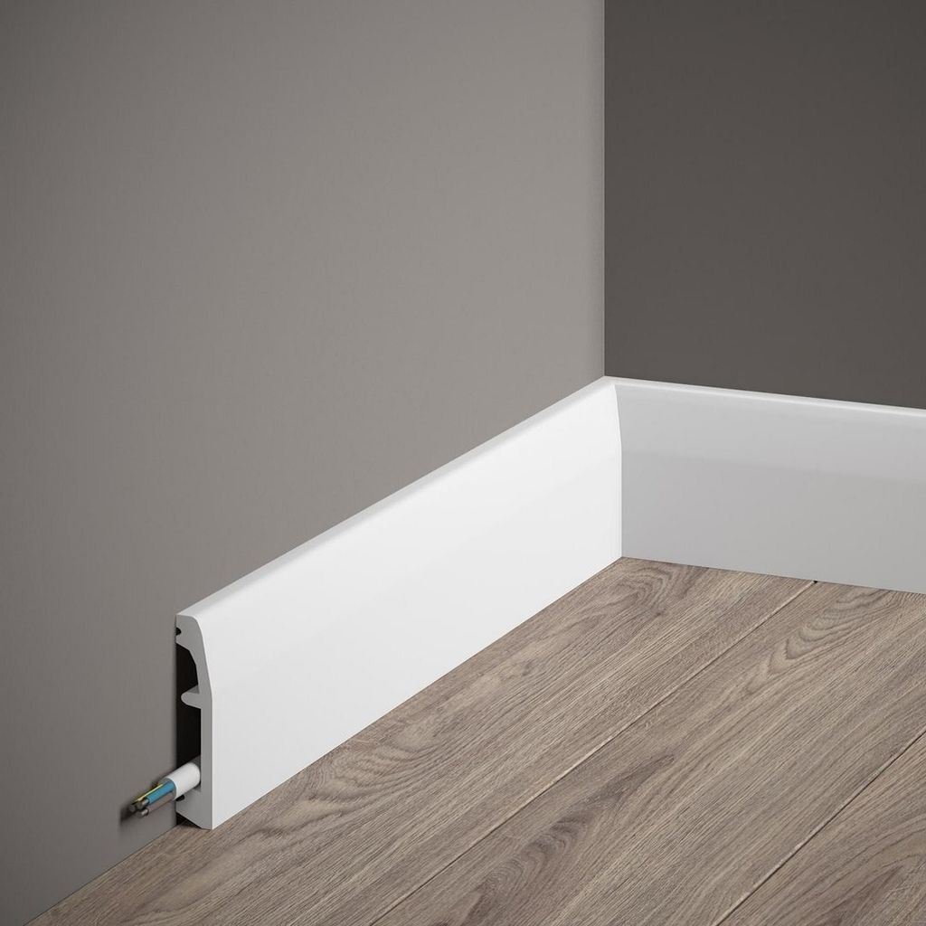 PROVISTON | Sockelleiste | 14 x 69 x 2000 mm | Satin Weiß | Fußleiste | Mit Kabelkanal | Klassisch | Hochwertig | Robust | Langlebig | 1 Stück