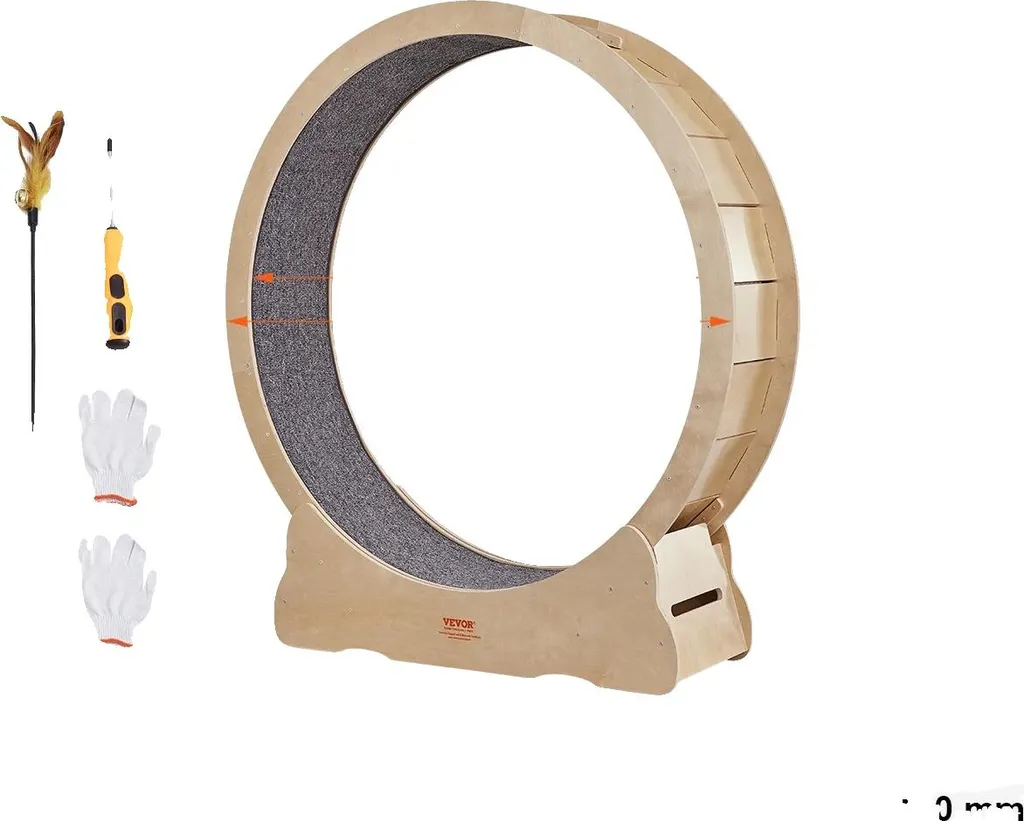 Roue pour chat en bois naturel silencieuse 52 pouces avec tapis Pro
