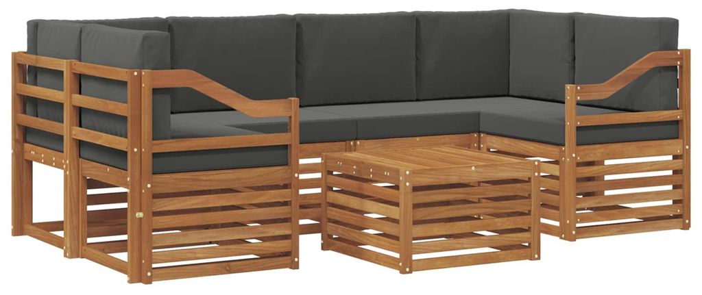 vidaXL Outdoor-Sofagarnitur mit Kissen 7 pcs Natur und Anthrazit