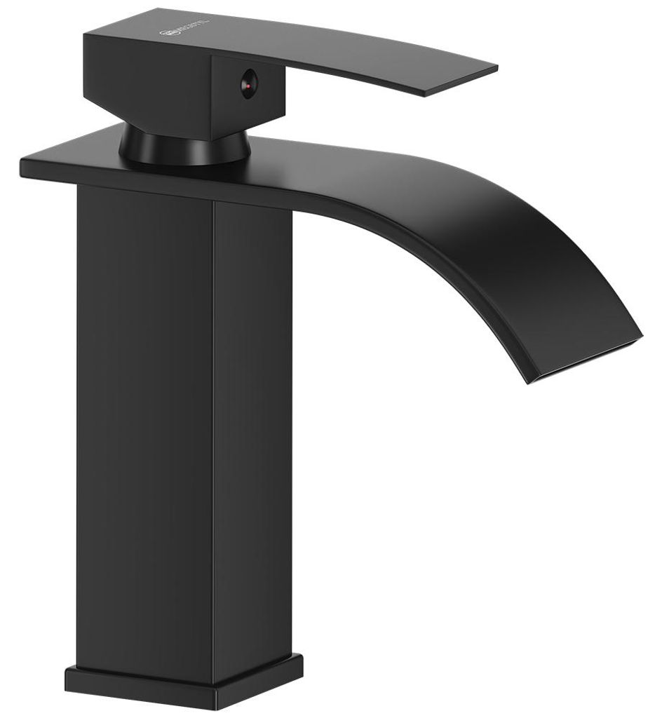 Waschtischarmatur 18,5 cm hoch aus Edelstahl in Schwarz matt - FAUCET-140