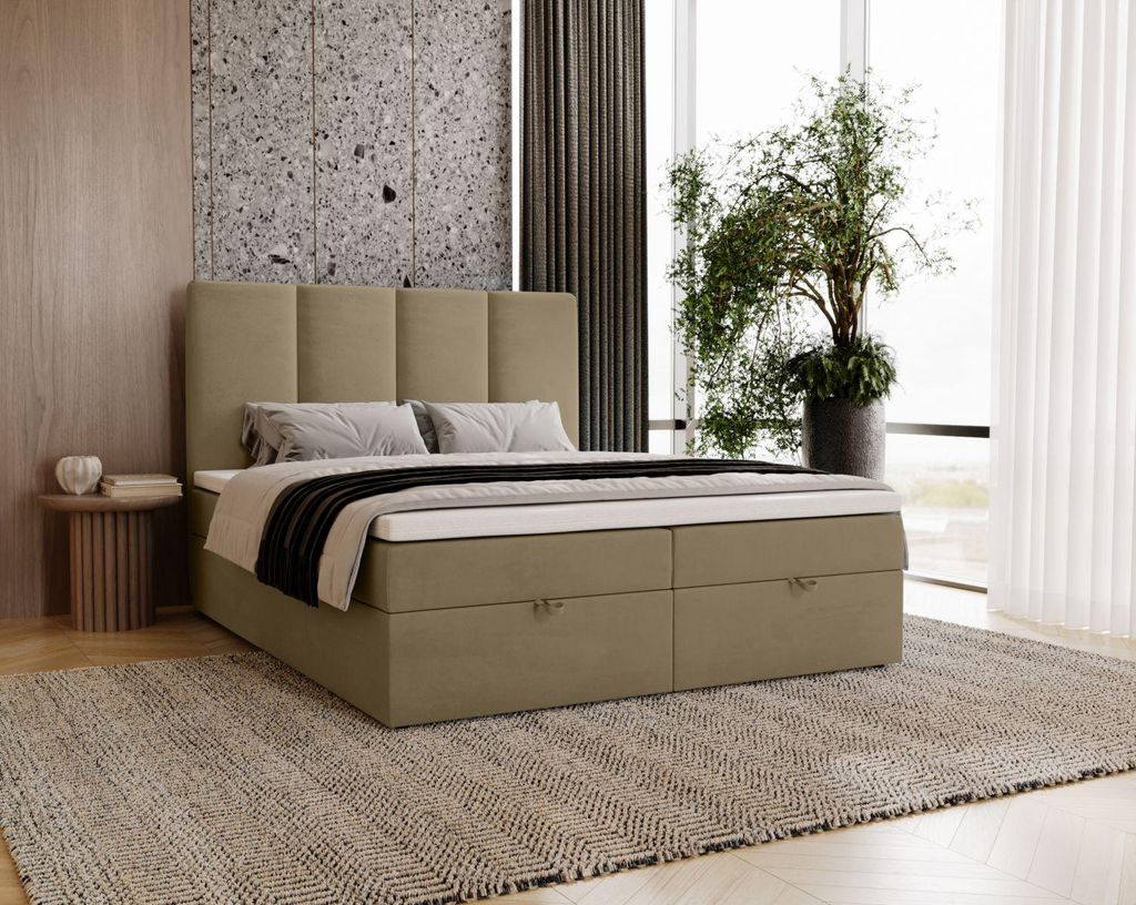 Kontinentales Doppelbett 160x200 GLADE - hellbraun