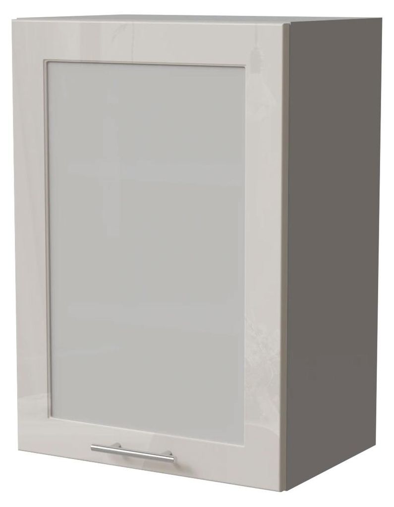 Küchenhängeschrank BRERRA 50x72cm 1-türig Glas lackiert Farbe wählbar BR-W2S/50 RAL 9001 creme Hochglanz grau