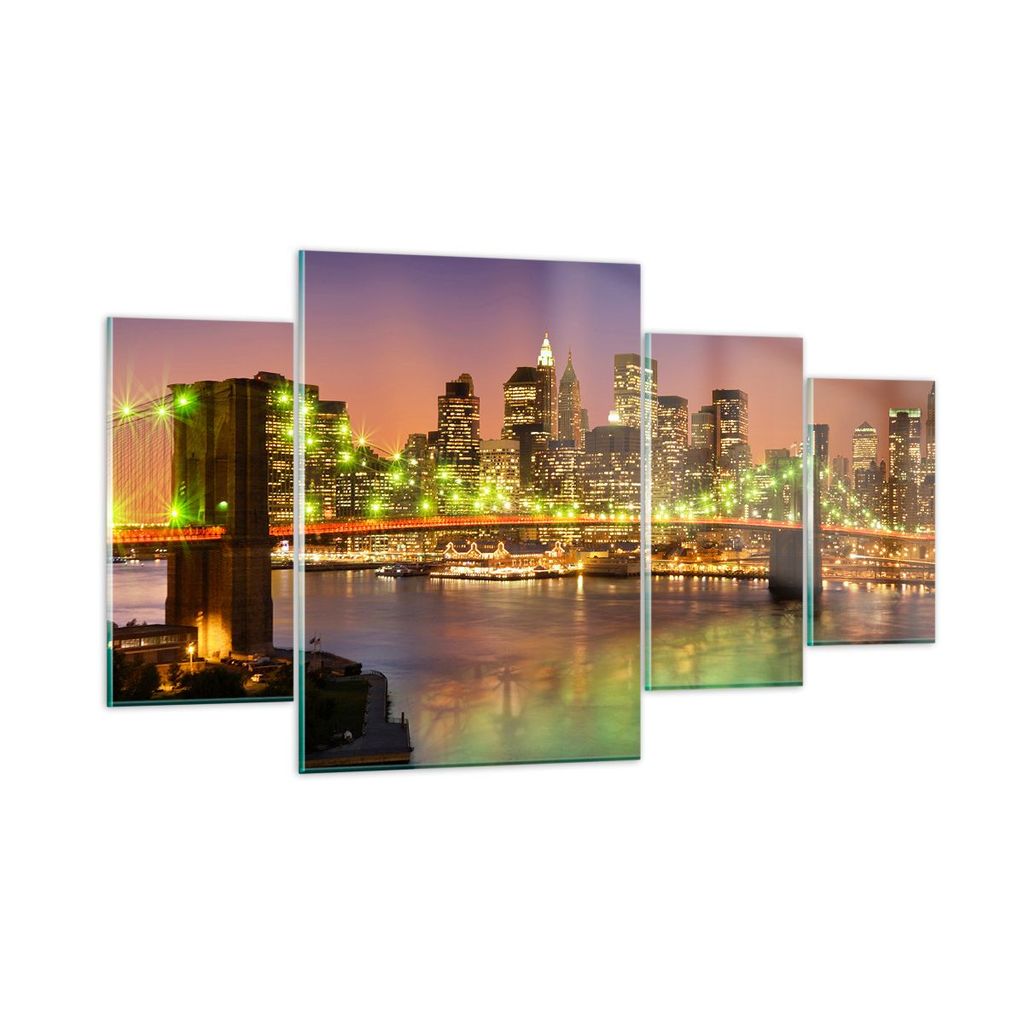 Bilder auf glas - New York Brücke - 160x90cm - Glasbilder - Wandbilder - Kunstdruck - zum Aufhängen bereit - Wanddekoration aus Glas - Glas Bilde...