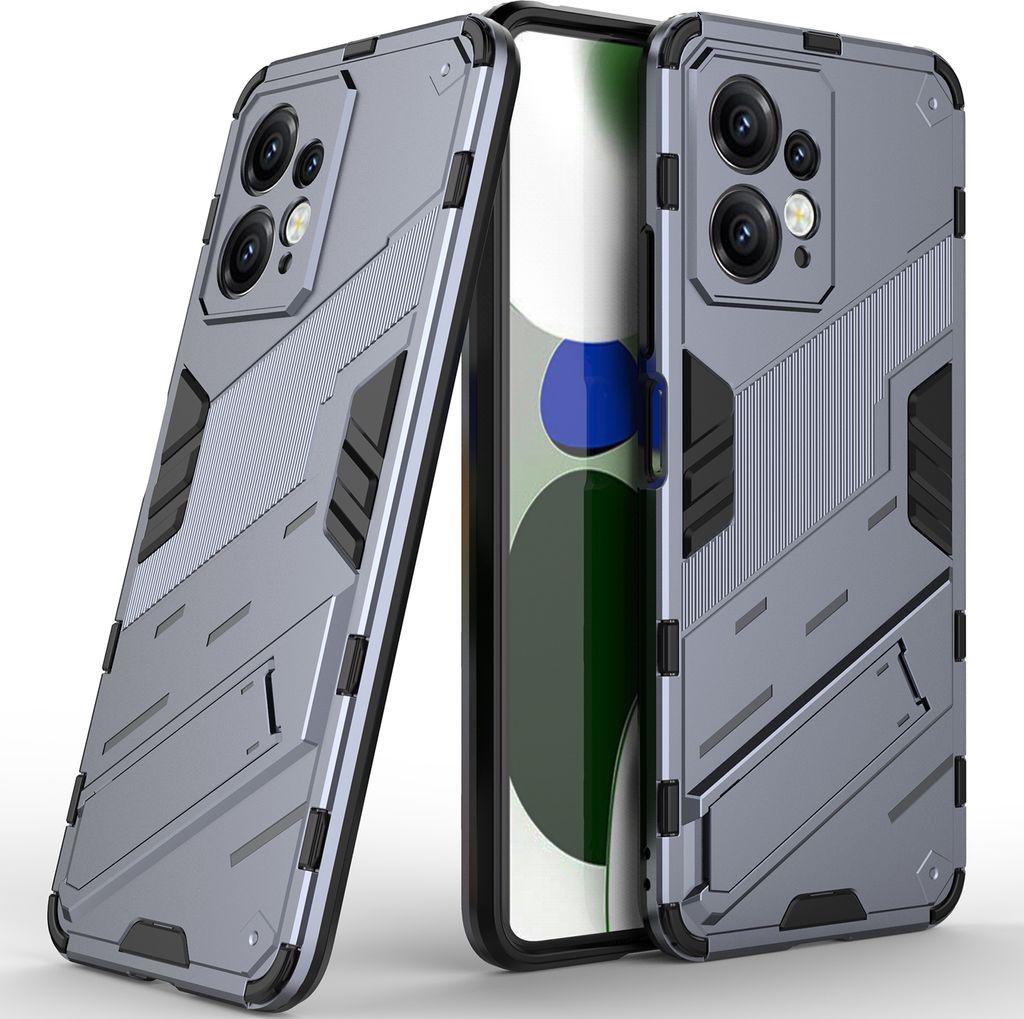 Armor Hülle für Xiaomi Redmi Note 12 4G, Hybrid PC TPU Bumper Stoßfestes Schutzhülle mit Standfunktion Grau