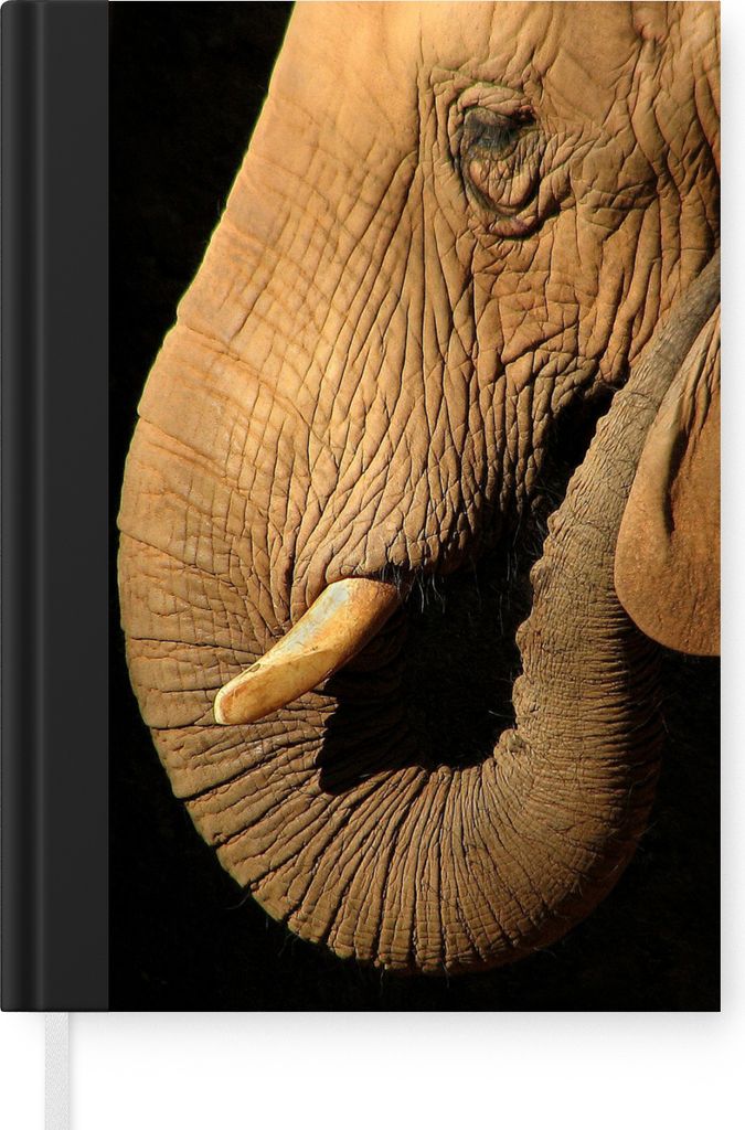 MuchoWow Notizbuch Tagebuch Haushaltsbuch Notebook A5 Elefant - Tiere - Nahaufnahme - Schwarz - Notizblock - Notizheft - Notebook - Schreibblock ...