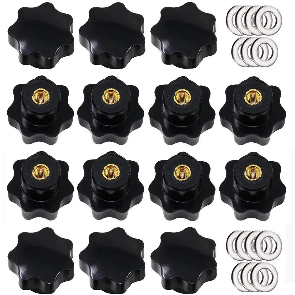 Fixation Sécurisée : 14 Boutons M8 Étoile contre le Desserrage Noir