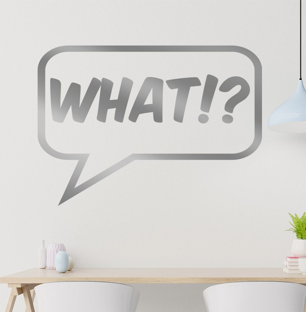 What!? Wandtattoo in 6 Größen - Wandaufkleber Wall Sticker - Dekoration, Küche, Wohnzimmer, Schlafzimmer, Badezimmer