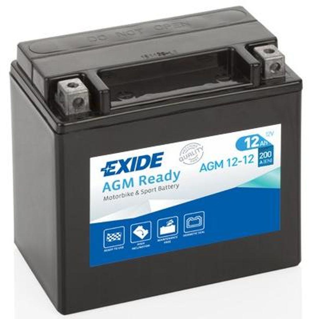 Exide Bike AGM Motorradbatterie 12V 12 Ah 200A