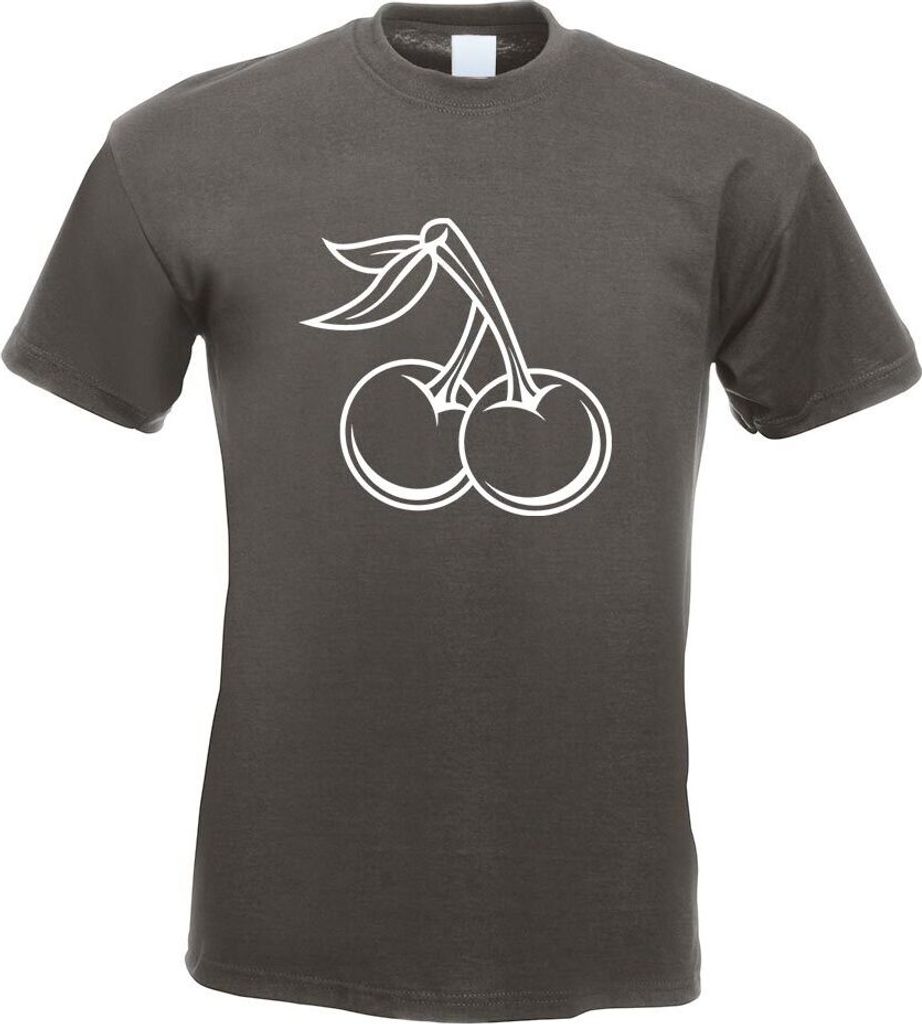 Kiwistar - T-Shirt - Graphit - Kirschen Obst Comic Motiv Bedruckt Funshirt Design Print - mit Motiv Bedruckt - Funshirt Design - Sport - Freizeit -...