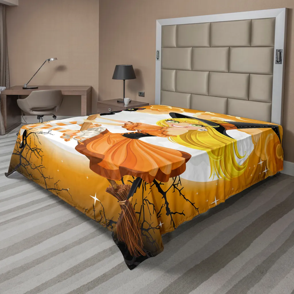 Drap plat décoratif Sorcière sexy sur Balai - Confortable et Grand
